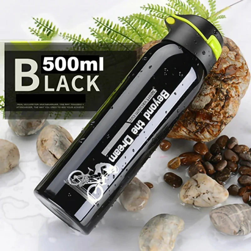 500ML Double Wall Vacuum Insulated Stainless Steel Water Bottle with Straw, Cycling Thermos Mug for Outdoor Sports