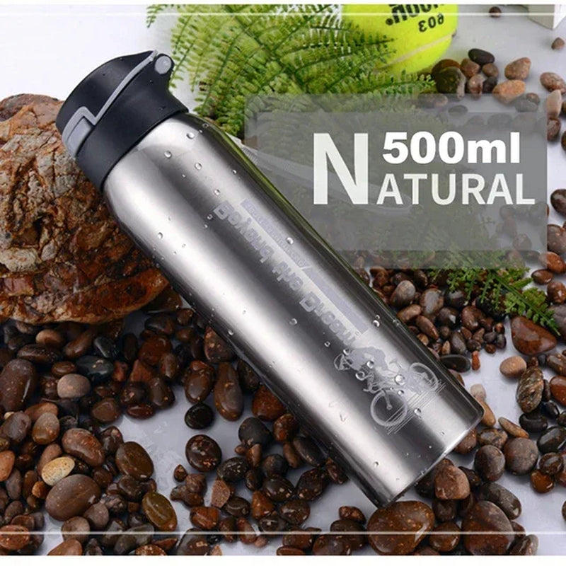 500ML Double Wall Vacuum Insulated Stainless Steel Water Bottle with Straw, Cycling Thermos Mug for Outdoor Sports