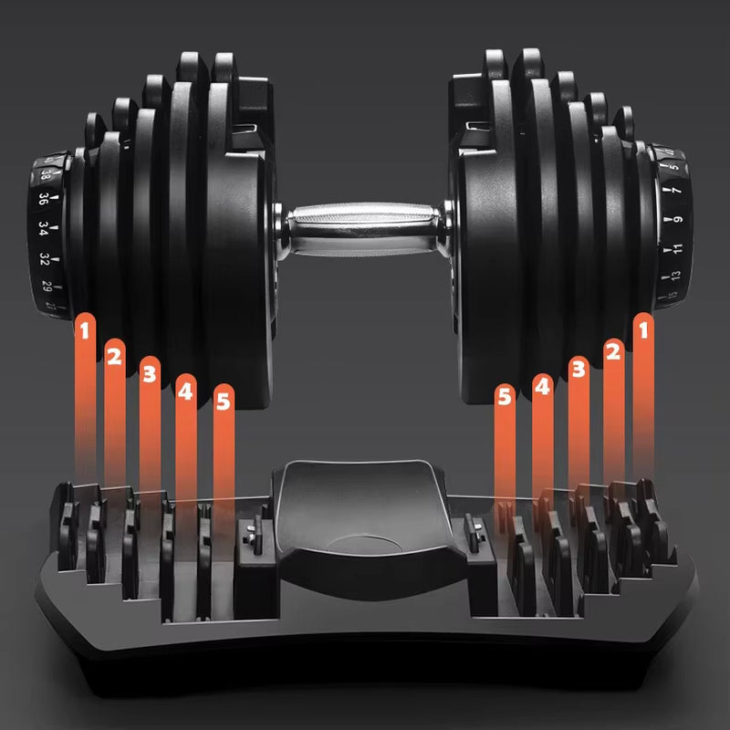 Adjustable Rubber Dumbbells Set for Home Gym Commercial Use-Free Weights Fitness Body Building Equipment