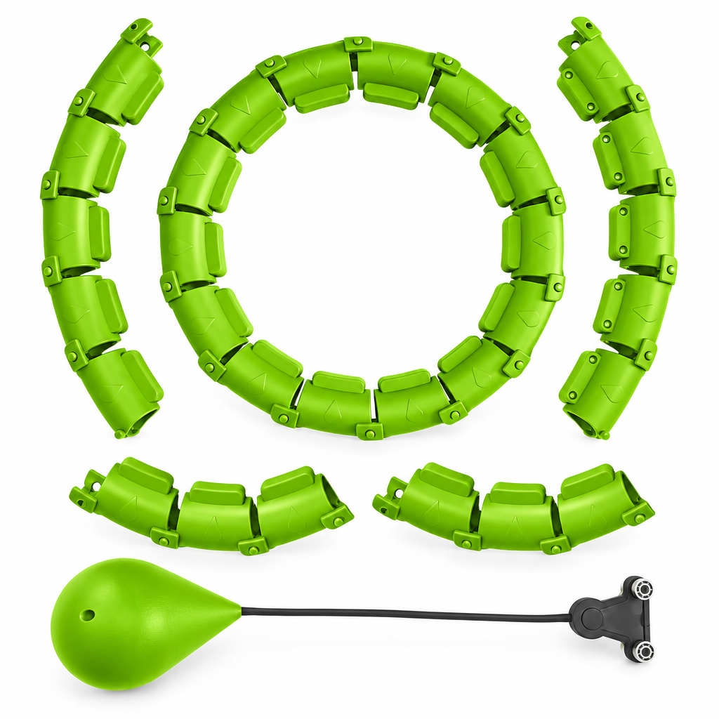 Weighted adjustable hula hoop on white background